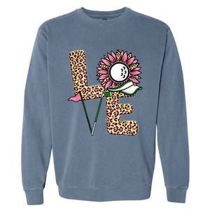 Golf T Shirts, Love Golf Leopard Sunflower Sports Ball Valentine Plus Size Garment-Dyed Sweatshirt