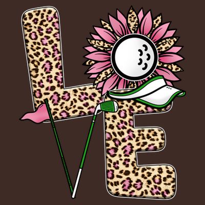 Golf T Shirts, Love Golf Leopard Sunflower Sports Ball Valentine Plus Size T-Shirt