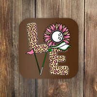 Golf T Shirts, Love Golf Leopard Sunflower Sports Ball Valentine Plus Size Coaster