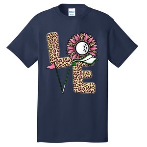 Golf T Shirts, Love Golf Leopard Sunflower Sports Ball Valentine Plus Size Tall T-Shirt