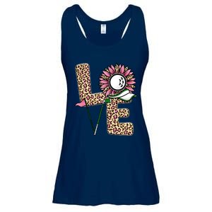 Golf T Shirts, Love Golf Leopard Sunflower Sports Ball Valentine Plus Size Ladies Essential Flowy Tank