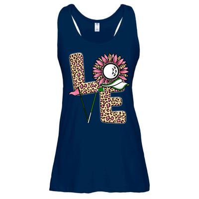 Golf T Shirts, Love Golf Leopard Sunflower Sports Ball Valentine Plus Size Ladies Essential Flowy Tank