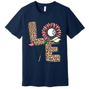 Golf T Shirts, Love Golf Leopard Sunflower Sports Ball Valentine Plus Size Premium T-Shirt