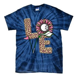 Golf T Shirts, Love Golf Leopard Sunflower Sports Ball Valentine Plus Size Tie-Dye T-Shirt