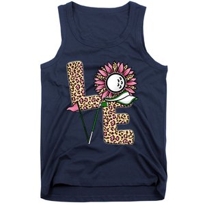 Golf T Shirts, Love Golf Leopard Sunflower Sports Ball Valentine Plus Size Tank Top