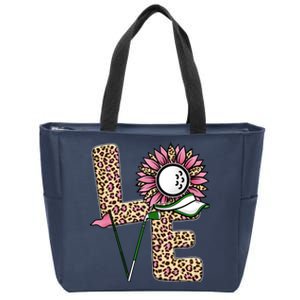 Golf T Shirts, Love Golf Leopard Sunflower Sports Ball Valentine Plus Size Zip Tote Bag