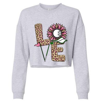 Golf T Shirts, Love Golf Leopard Sunflower Sports Ball Valentine Plus Size Cropped Pullover Crew