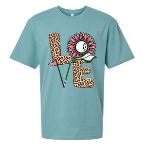 Golf T Shirts, Love Golf Leopard Sunflower Sports Ball Valentine Plus Size Sueded Cloud Jersey T-Shirt