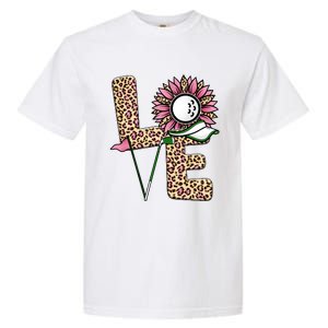 Golf T Shirts, Love Golf Leopard Sunflower Sports Ball Valentine Plus Size Garment-Dyed Heavyweight T-Shirt