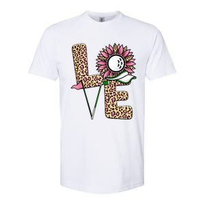 Golf T Shirts, Love Golf Leopard Sunflower Sports Ball Valentine Plus Size Softstyle CVC T-Shirt