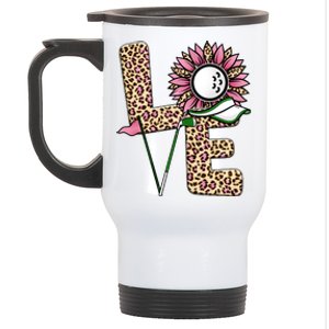 Golf T Shirts, Love Golf Leopard Sunflower Sports Ball Valentine Plus Size Stainless Steel Travel Mug