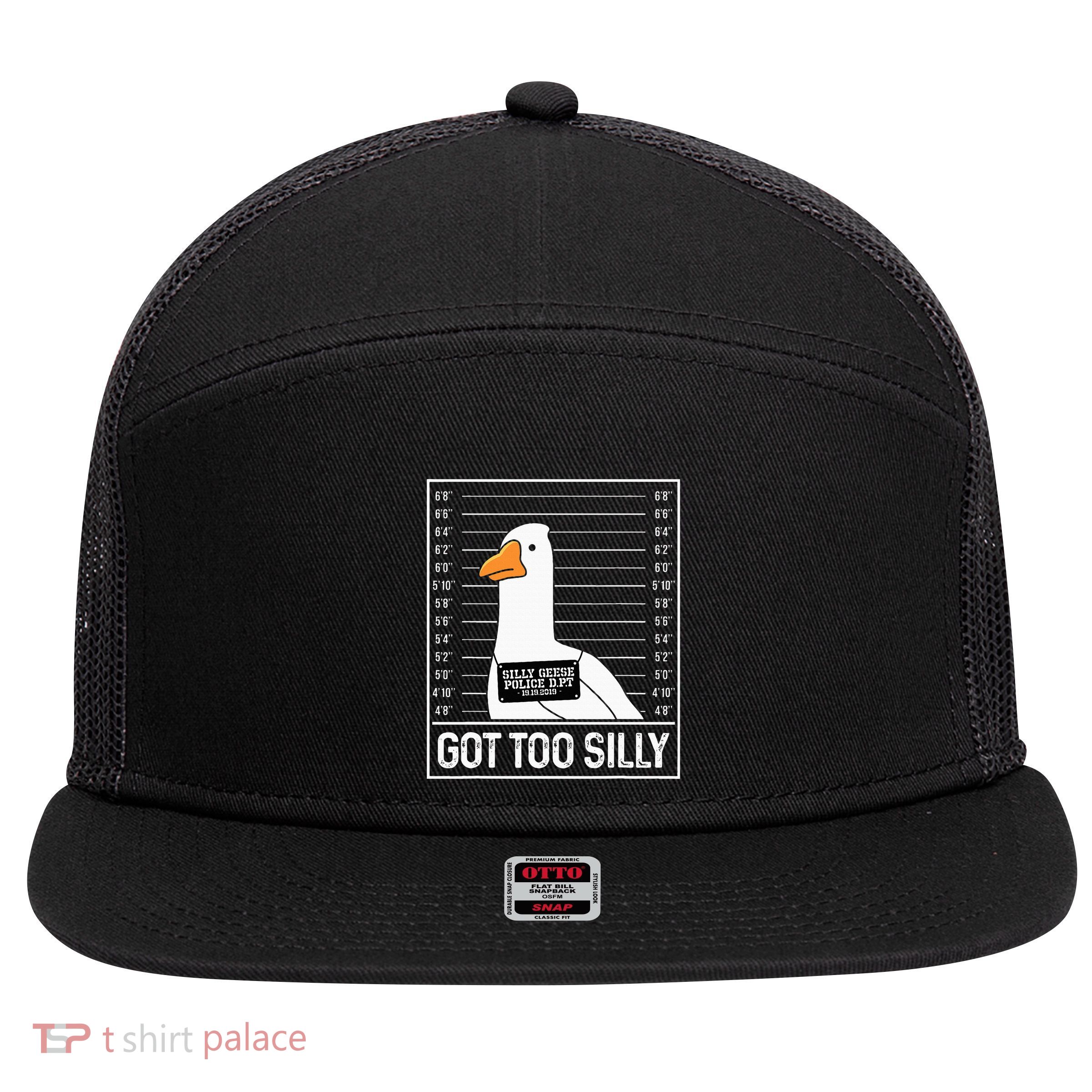 Got Too Silly Silly Goose Mugshot Goose Mugshot 7 Panel Mesh Trucker Snapback Hat