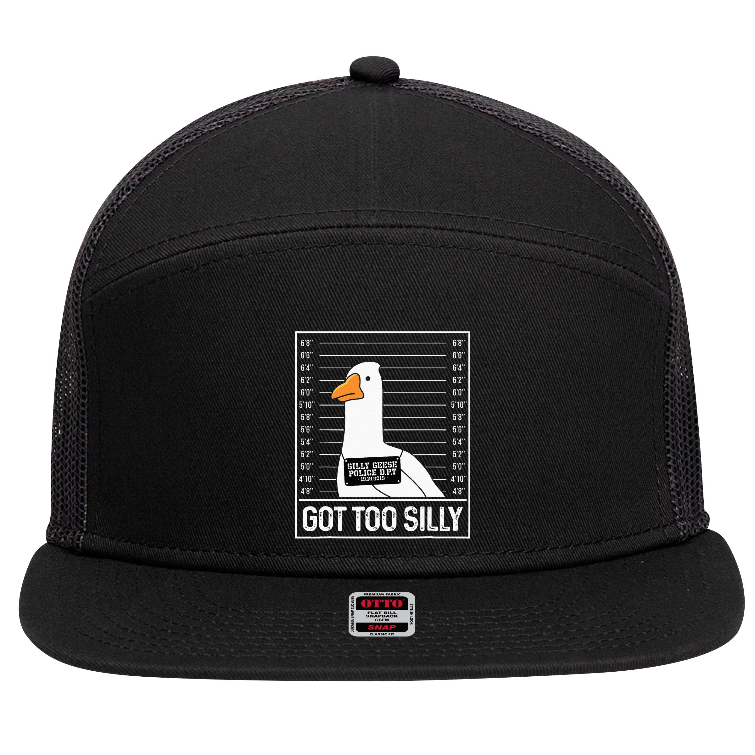 Got Too Silly Silly Goose Mugshot Goose Mugshot 7 Panel Mesh Trucker Snapback Hat