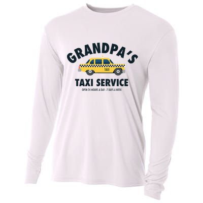 Grandpa's Taxi Service Funny Grandparent Gift Cooling Performance Long Sleeve Crew