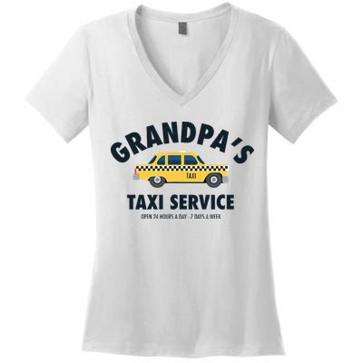Grandpa's Taxi Service Funny Grandparent Gift Women's V-Neck T-Shirt