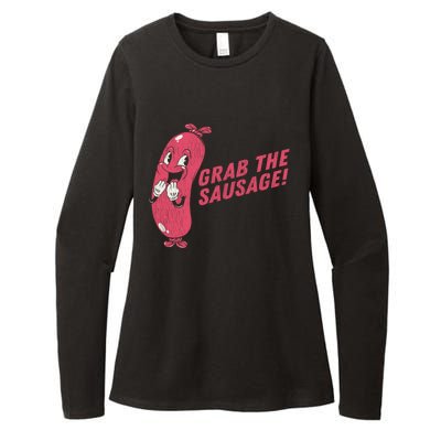 Grab The Sausage Cool Gift Funny Vintage Barbecue Sausage Gift Womens CVC Long Sleeve Shirt