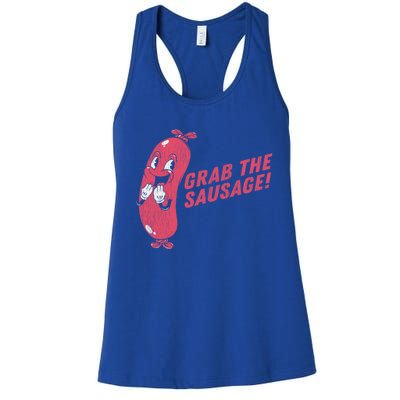 Grab The Sausage Cool Gift Funny Vintage Barbecue Sausage Gift Women's Racerback Tank