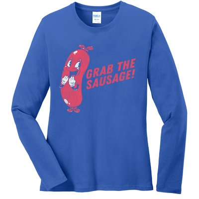 Grab The Sausage Cool Gift Funny Vintage Barbecue Sausage Gift Ladies Long Sleeve Shirt