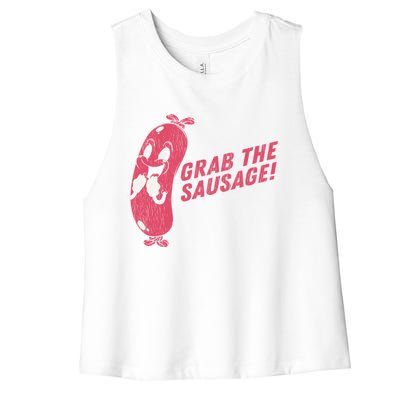 Grab The Sausage Cool Gift Funny Vintage Barbecue Sausage Gift Women's Racerback Cropped Tank