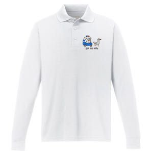 Got Too Silly Funny Goose Police Performance Long Sleeve Polo