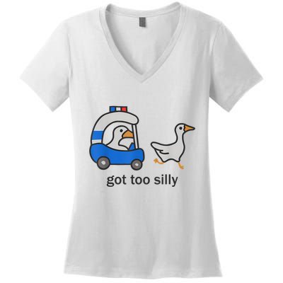 Got Too Silly Funny Goose Police Women's V-Neck T-Shirt