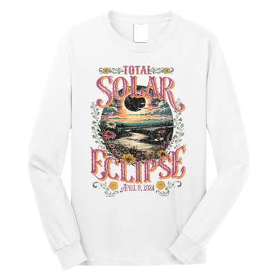 Groovy Total Solar Eclipse April 8 2024 Astronomy Souvenir Long Sleeve Shirt