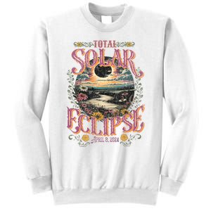 Groovy Total Solar Eclipse April 8 2024 Astronomy Souvenir Sweatshirt