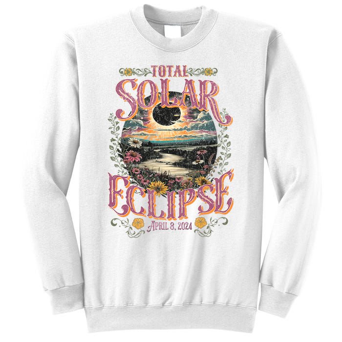 Groovy Total Solar Eclipse April 8 2024 Astronomy Souvenir Sweatshirt