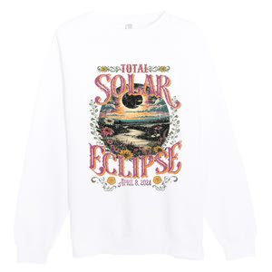 Groovy Total Solar Eclipse April 8 2024 Astronomy Souvenir Premium Crewneck Sweatshirt