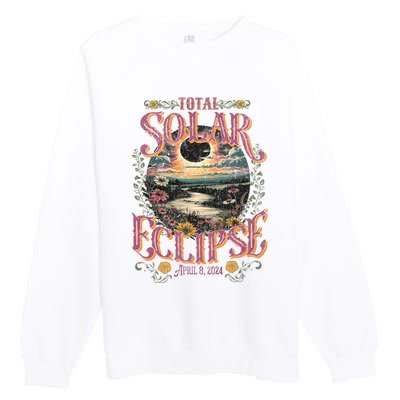 Groovy Total Solar Eclipse April 8 2024 Astronomy Souvenir Premium Crewneck Sweatshirt