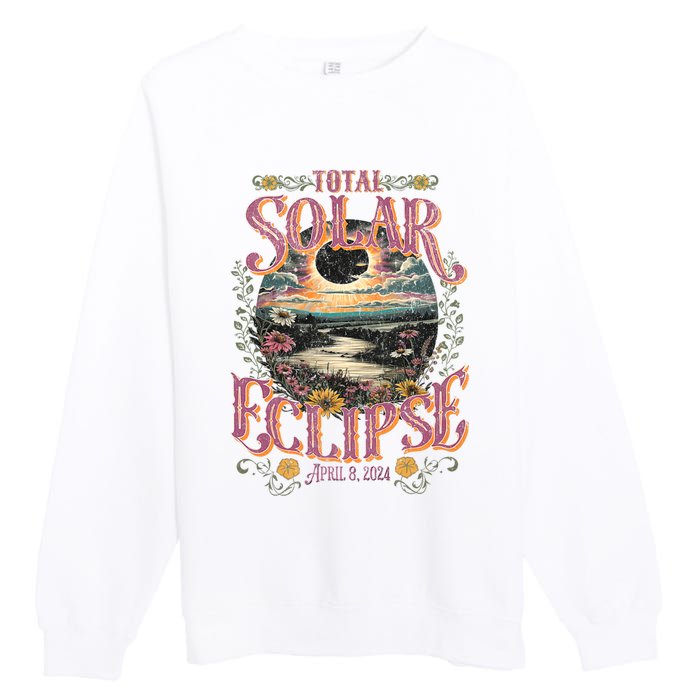 Groovy Total Solar Eclipse April 8 2024 Astronomy Souvenir Premium Crewneck Sweatshirt