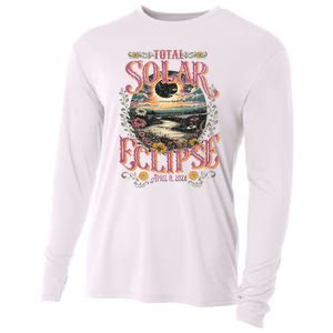 Groovy Total Solar Eclipse April 8 2024 Astronomy Souvenir Cooling Performance Long Sleeve Crew