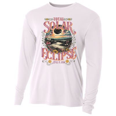 Groovy Total Solar Eclipse April 8 2024 Astronomy Souvenir Cooling Performance Long Sleeve Crew