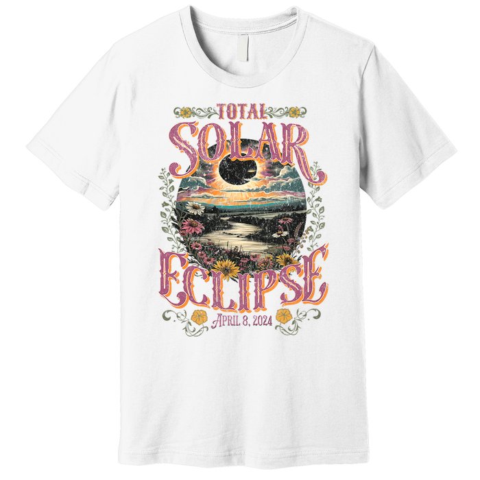 Groovy Total Solar Eclipse April 8 2024 Astronomy Souvenir Premium T-Shirt