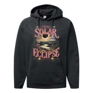 Groovy Total Solar Eclipse April 8 2024 Astronomy Souvenir Performance Fleece Hoodie