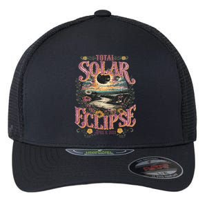 Groovy Total Solar Eclipse April 8 2024 Astronomy Souvenir Flexfit Unipanel Trucker Cap