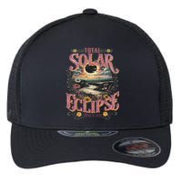 Groovy Total Solar Eclipse April 8 2024 Astronomy Souvenir Flexfit Unipanel Trucker Cap