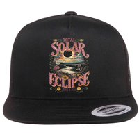 Groovy Total Solar Eclipse April 8 2024 Astronomy Souvenir Flat Bill Trucker Hat