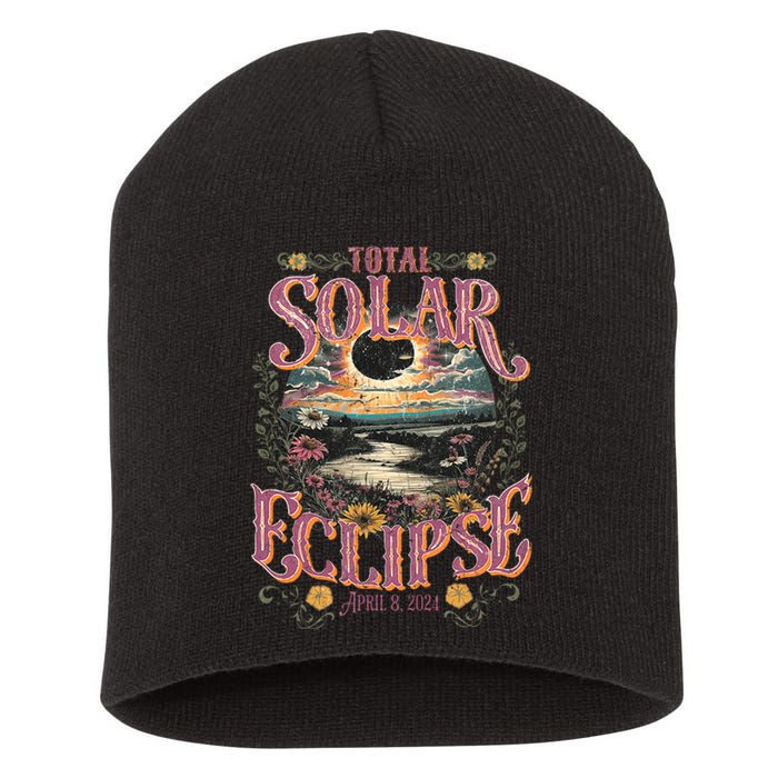 Groovy Total Solar Eclipse April 8 2024 Astronomy Souvenir Short Acrylic Beanie