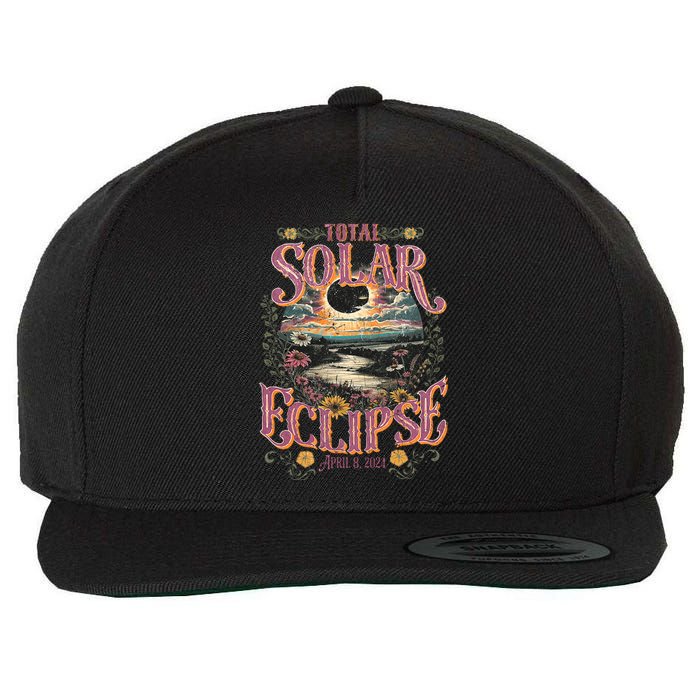 Groovy Total Solar Eclipse April 8 2024 Astronomy Souvenir Wool Snapback Cap