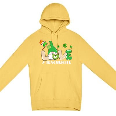 Gnome Teacher St Patricks Day Love Teachers Life Shamrock Premium Premium Pullover Hoodie