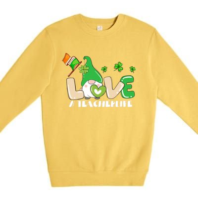 Gnome Teacher St Patricks Day Love Teachers Life Shamrock Premium Premium Crewneck Sweatshirt