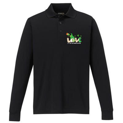 Gnome Teacher St Patricks Day Love Teachers Life Shamrock Premium Performance Long Sleeve Polo