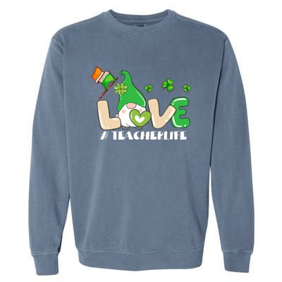 Gnome Teacher St Patricks Day Love Teachers Life Shamrock Premium Garment-Dyed Sweatshirt