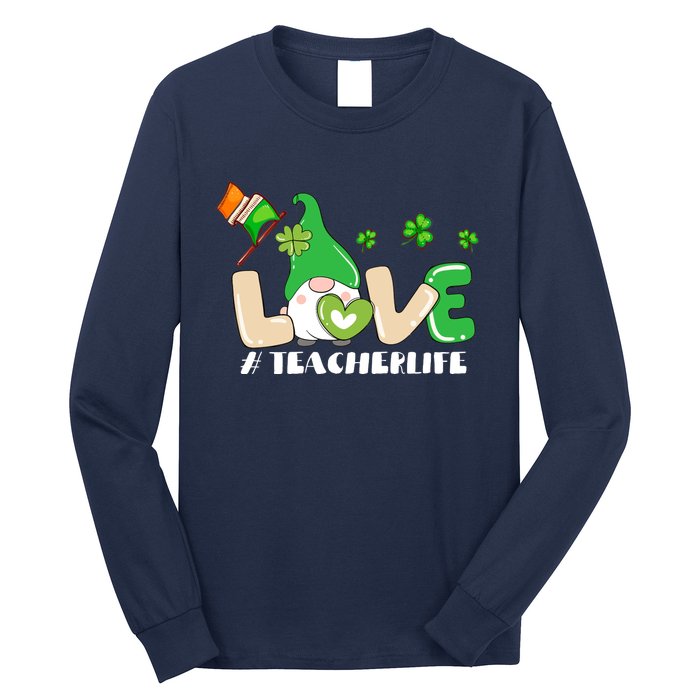 Gnome Teacher St Patricks Day Love Teachers Life Shamrock Premium Long Sleeve Shirt