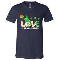 Gnome Teacher St Patricks Day Love Teachers Life Shamrock Premium V-Neck T-Shirt