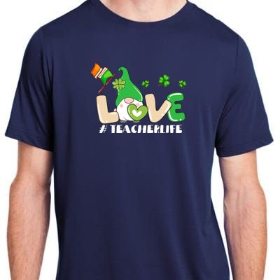 Gnome Teacher St Patricks Day Love Teachers Life Shamrock Premium Adult ChromaSoft Performance T-Shirt