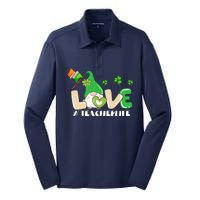 Gnome Teacher St Patricks Day Love Teachers Life Shamrock Premium Silk Touch Performance Long Sleeve Polo