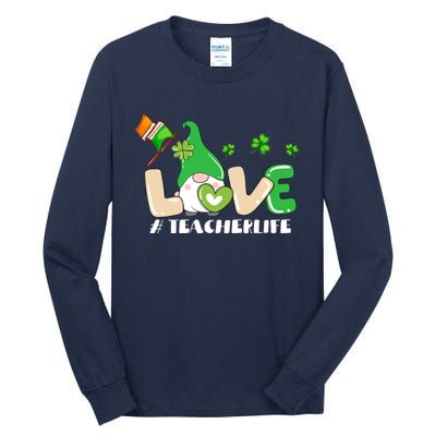 Gnome Teacher St Patricks Day Love Teachers Life Shamrock Premium Tall Long Sleeve T-Shirt