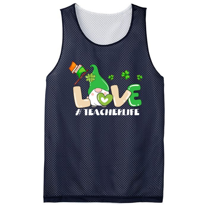 Gnome Teacher St Patricks Day Love Teachers Life Shamrock Premium Mesh Reversible Basketball Jersey Tank